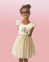 Lola + The Boys Dress Gold and White Unicorn Ruffle Sleeve Dress