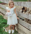 Lola + The Boys Dress Gold and White Unicorn Ruffle Sleeve Dress