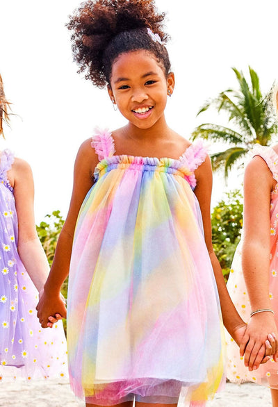 Lola + The Boys Dress Ombre Rainbow Tulle Dress