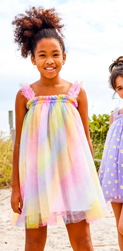 Lola + The Boys Dress Ombre Rainbow Tulle Dress