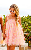 Lola + The Boys Dress Peachy Daisy Tulle Girls Dress