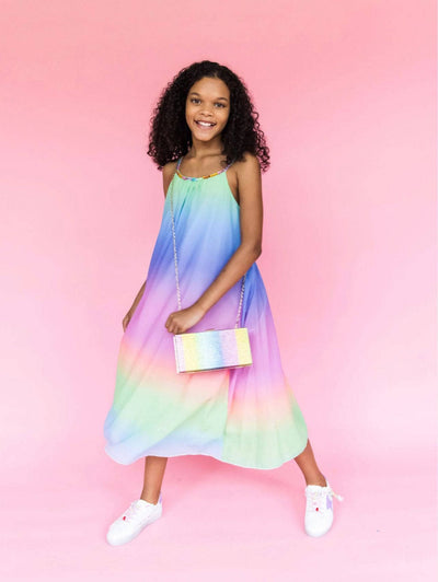 Lola + The Boys DRESS Rainbow Ombre Gem Dress