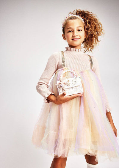 Lola + The Boys Dress Rainbow Shimmer Tulle Dress