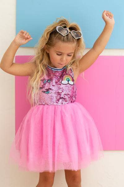 Lola + The Boys Dress Rainbow Varsity Cheer Dress