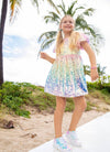 Lola + The Boys DRESS Sequin Ombre Puff Sleeve Dress