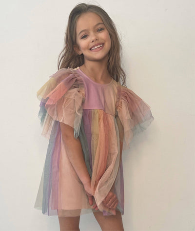 Lola + The Boys Dress sunset rainbow tulle dress -PREORDER ships 8/15