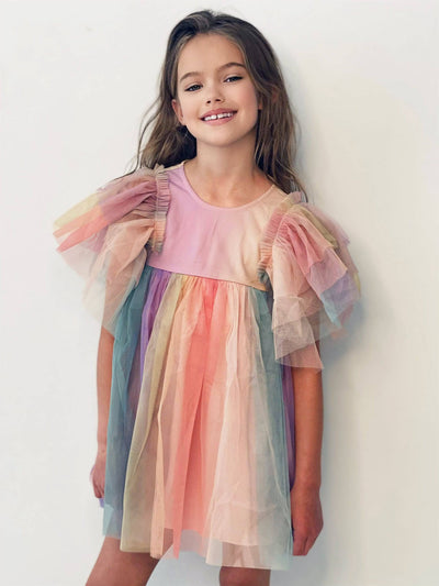 Lola + The Boys Dress sunset rainbow tulle dress -PREORDER ships 8/15