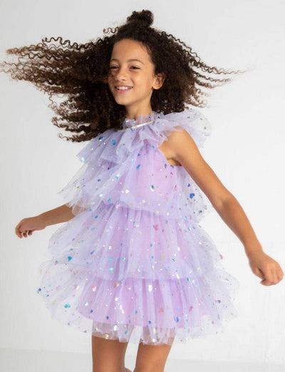 Lola + The Boys DRESSES Foil Hearts Tulle Dress Lav