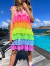 Lola & The Boys Dresses Neon Sequin Ruffle Dress