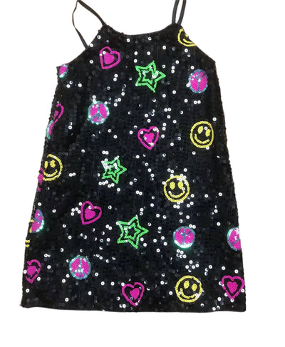 Lola + The Boys Dresses Peace and Love Sequin Tank Dress (Pre Order Ships 10/29)