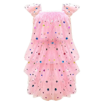 Lola + The Boys Feather Rainbow Stars Tulle Dress