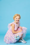 Lola + The Boys Foil Rainbow Hearts Tulle Dress