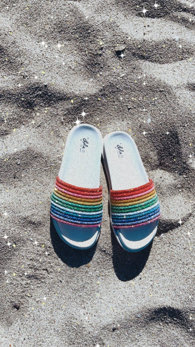 Lola + The Boys Footwear Glitter Rainbow Slides