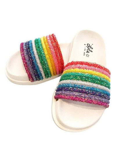 Lola + The Boys Footwear Glitter Rainbow Slides