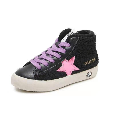 Lola & The Boys Footwear Pink & Black High Top Sherpa Sneaker