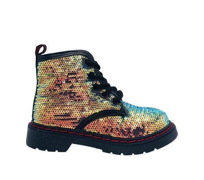 Lola + The Boys Footwear Sequin Combat Boots