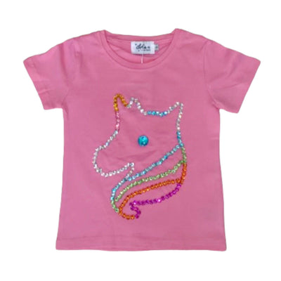 Lola + The Boys Gems unicorn t shirt pink