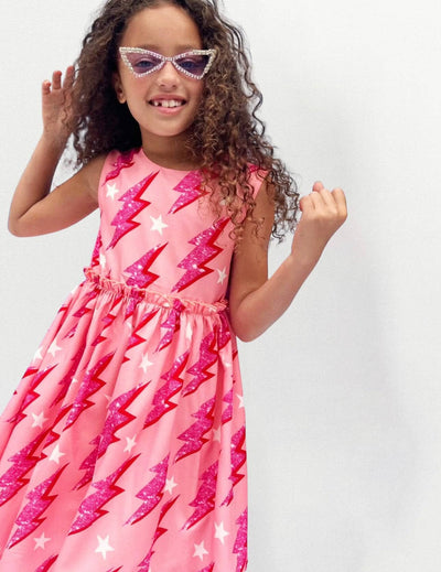 Lola + The Boys Glitter Lightning Bolt Dress