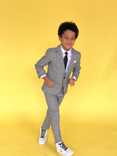 Lola + The Boys Grey plaid piece suit