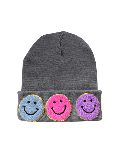 Lola + The Boys Hat Grey Emoji Beanie