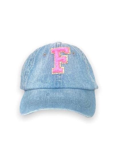 Lola + The Boys Hats F Initial Denim Cap