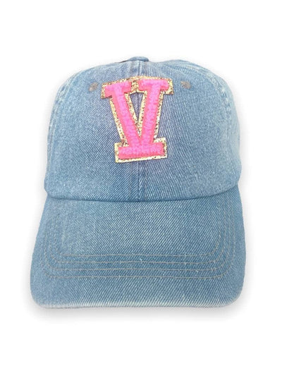 Lola + The Boys Hats V Initial Denim Cap