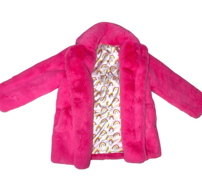 Lola + The Boys Hot Pink Faux Fur Coat