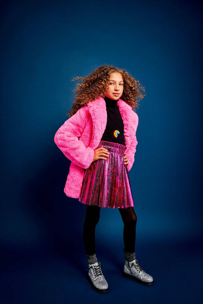 Lola + The Boys Hot Pink Faux Fur Coat