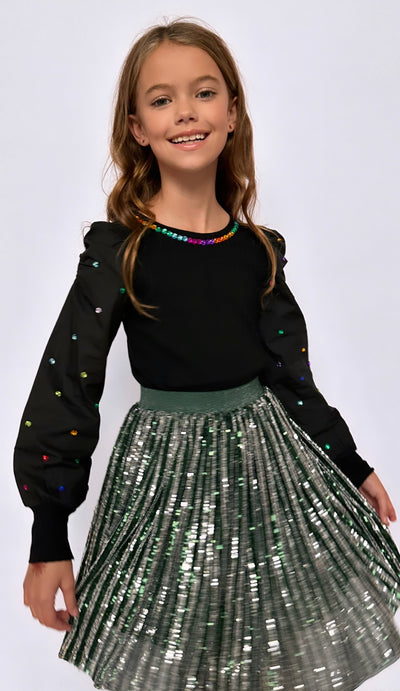 Candy Cane Sequin Striped Skirt