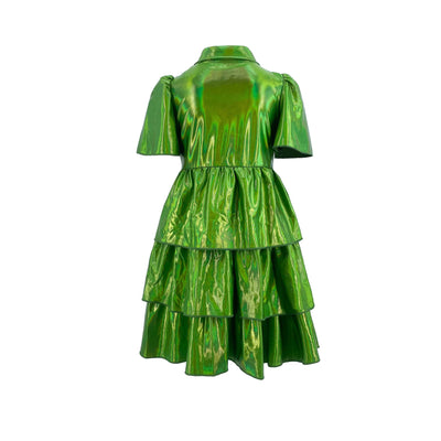 Lola + The Boys Iridescent Emerald Bow Dress