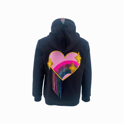 Lola + The Boys JACKET Adult Small Women's Sparkle Heart Crystal Rain Hoodie