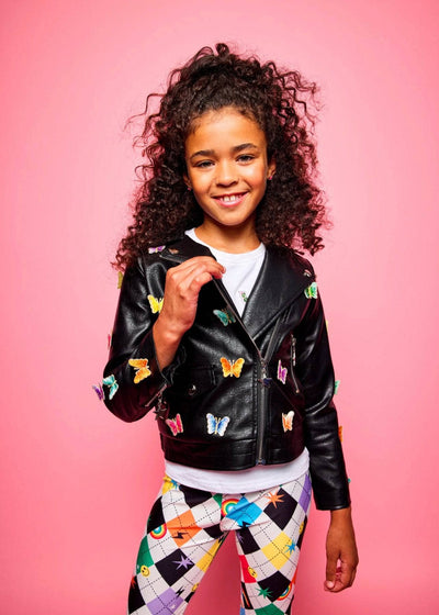 Lola + The Boys Jackets & Bombers 3D Butterfly Vegan Moto Jacket