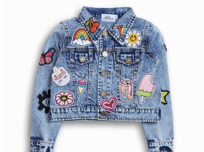 Lola + The Boys Jackets & Bombers All About The Patch Crop Denim Jacket