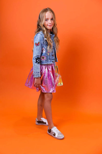 Lola + The Boys Jackets & Bombers All About The Patch Crop Denim Jacket