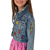 Lola + The Boys Jackets & Bombers Beaded Crystal Fruit Crop Denim Jacket