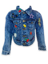 Lola + The Boys Jackets & Bombers Beaded Crystal Fruit Crop Denim Jacket