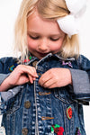 Lola + The Boys Jackets & Bombers Beaded Crystal Fruit Crop Denim Jacket