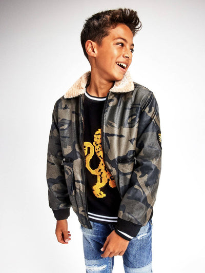 Lola + The Boys Jackets & Bombers Camo leather moto jacket