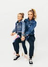 Lola + The Boys Jackets & Bombers Crystal Evil Eye Cropped Denim