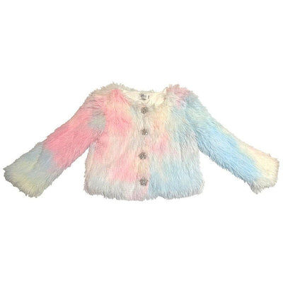 Lola + The Boys Jackets & Bombers Funfetti Rainbow Faux Fur Coat