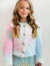 Lola + The Boys Jackets & Bombers Funfetti Rainbow Faux Fur Coat