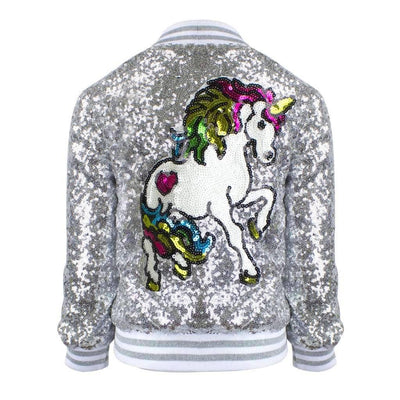 Lola & The Boys Jackets & Bombers Girls Unicorn Sequin Bomber