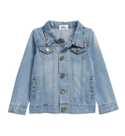 Lola + The Boys Jackets & Bombers Happy Rainbow Gems Denim Jacket