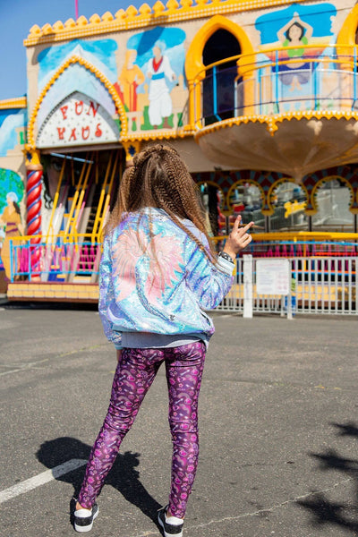 Lola + The Boys Jackets & Bombers Iridescent Angel Sequin Flip Bomber