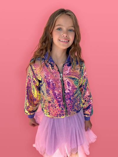 Lola & The Boys Jackets & Bombers Magic Mermaid Sequin Bomber