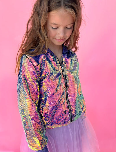 Lola & The Boys Jackets & Bombers Magic Mermaid Sequin Bomber