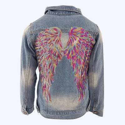 Lola & The Boys Jackets & Bombers Neon Angel Wings Denim Jacket