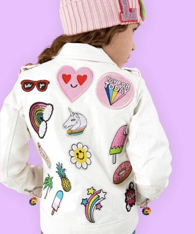 Lola + The Boys Jackets & Bombers Patched Rainbow Daisy Vegan Leather