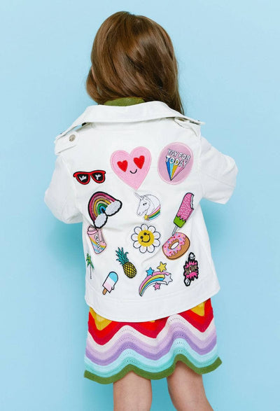 Lola + The Boys Jackets & Bombers Patched Rainbow Daisy Vegan Leather