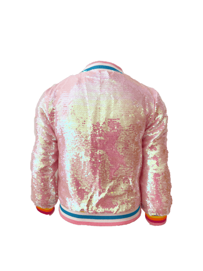 Lola + The Boys Jackets & Bombers Powder Puff Pink Sequin Bomber